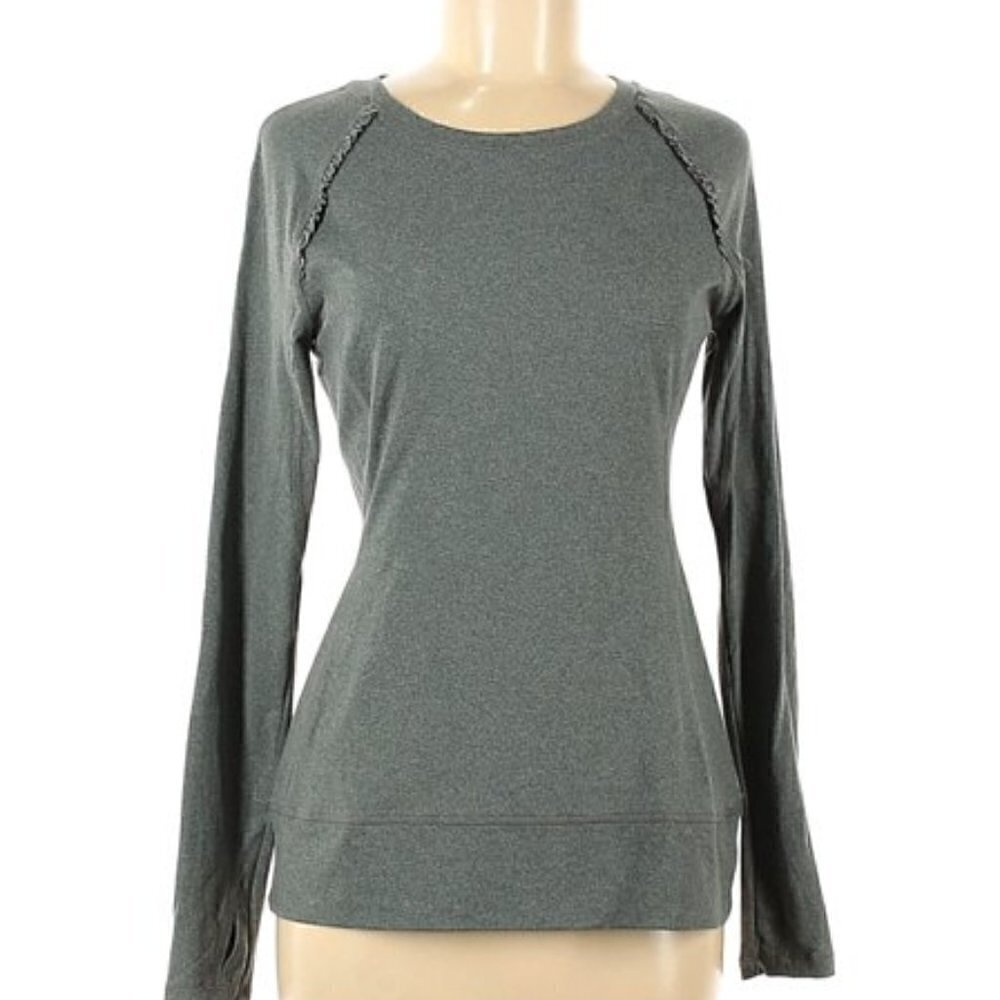 IFG Women's Heathered Gray Fitted Activewear Top Large L Yoga Running Sporty